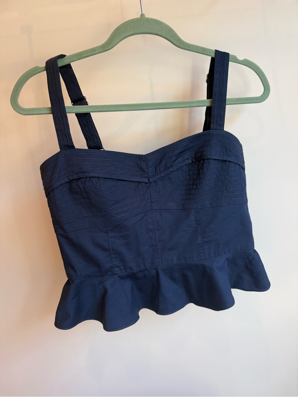 Veronica Beard Navy Peplum Strap Tank Top- Size 4 Like New